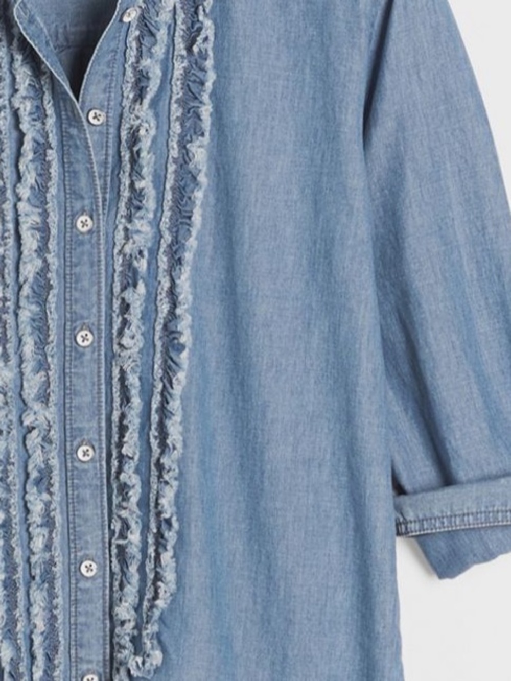 Anthropologie Pilcro Juni Ruffled Denim Buttondown - Size S - NWOT - Picture 4 of 8